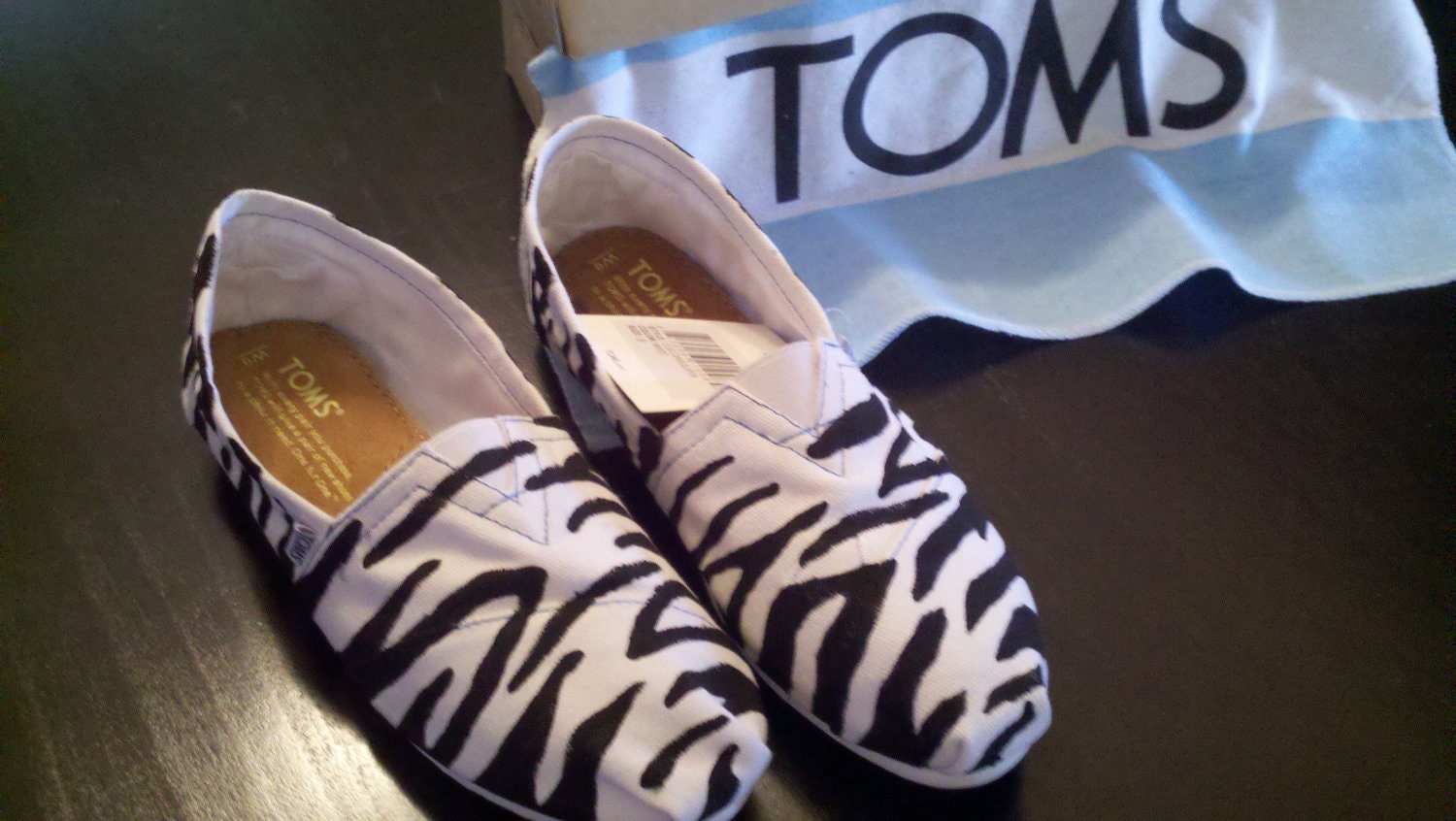 Zebra Print custom made on White TOMS