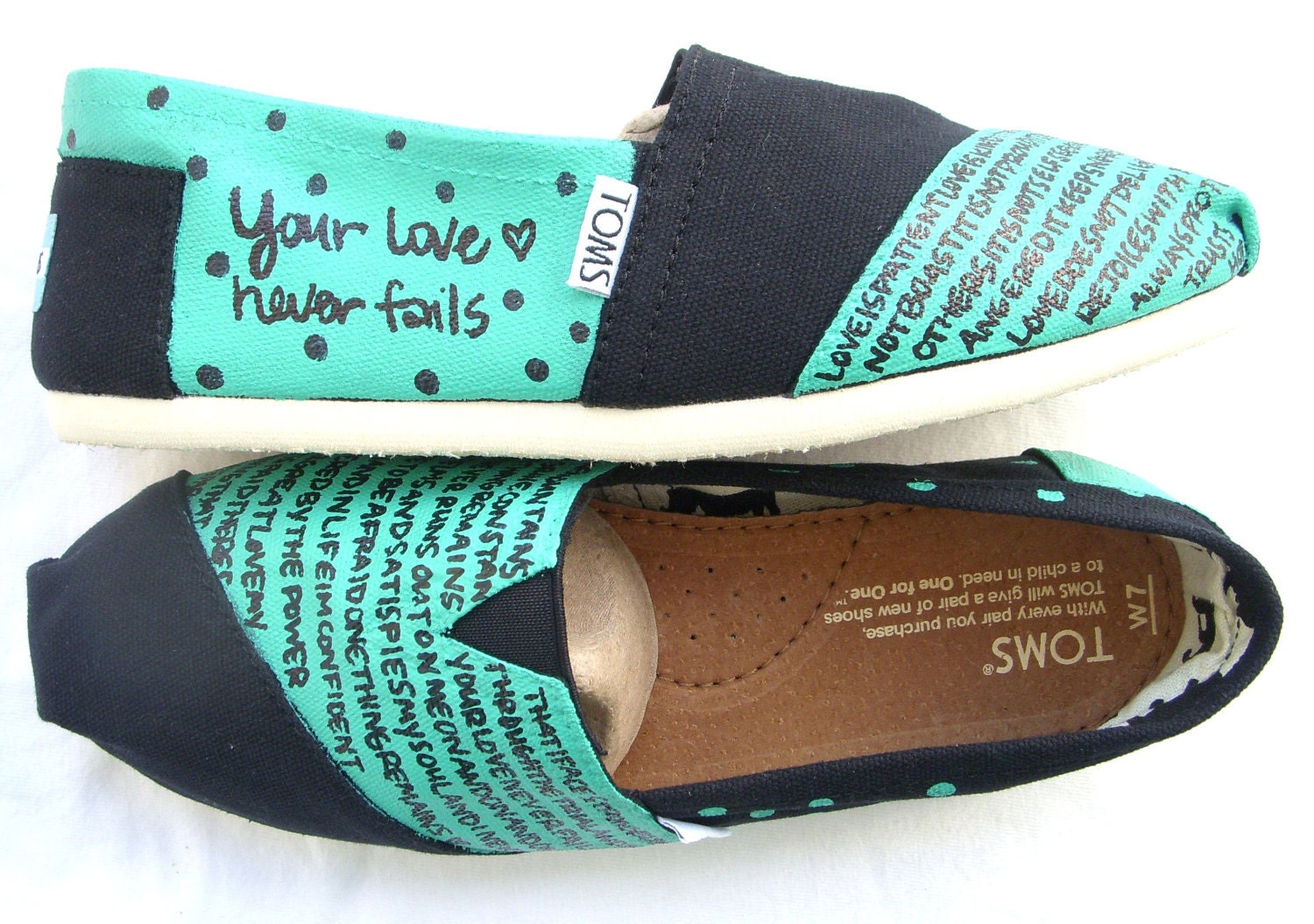 The Hailey - Teal and Black Custom TOMS