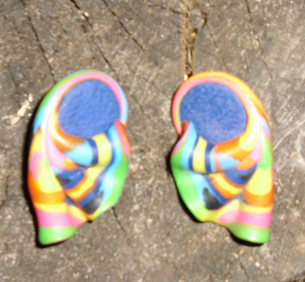 Vintage Earrings / Modern Sculpted Earrings Multicolor Clip On