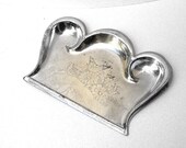 SILENT BUTLER.  Vintage Art Nouveau Style Silent Butler - Crumb Catcher - Dustpan.  So Cute in Shabby Silver. Engraved Butterfly Design.