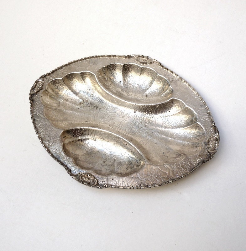 Vintage Silverplate Tray, Divided Serving Dish, Platter.  1920s, B.M.MTS. Birdcraft, WB Mfg Co.  1920s, Entertaining, Party, Appetizer Tray
