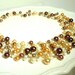 Knitted Pearl Necklace in Wonderful Golden, Cream and Brown Glass Pearls and Whte Freshwater Pearls