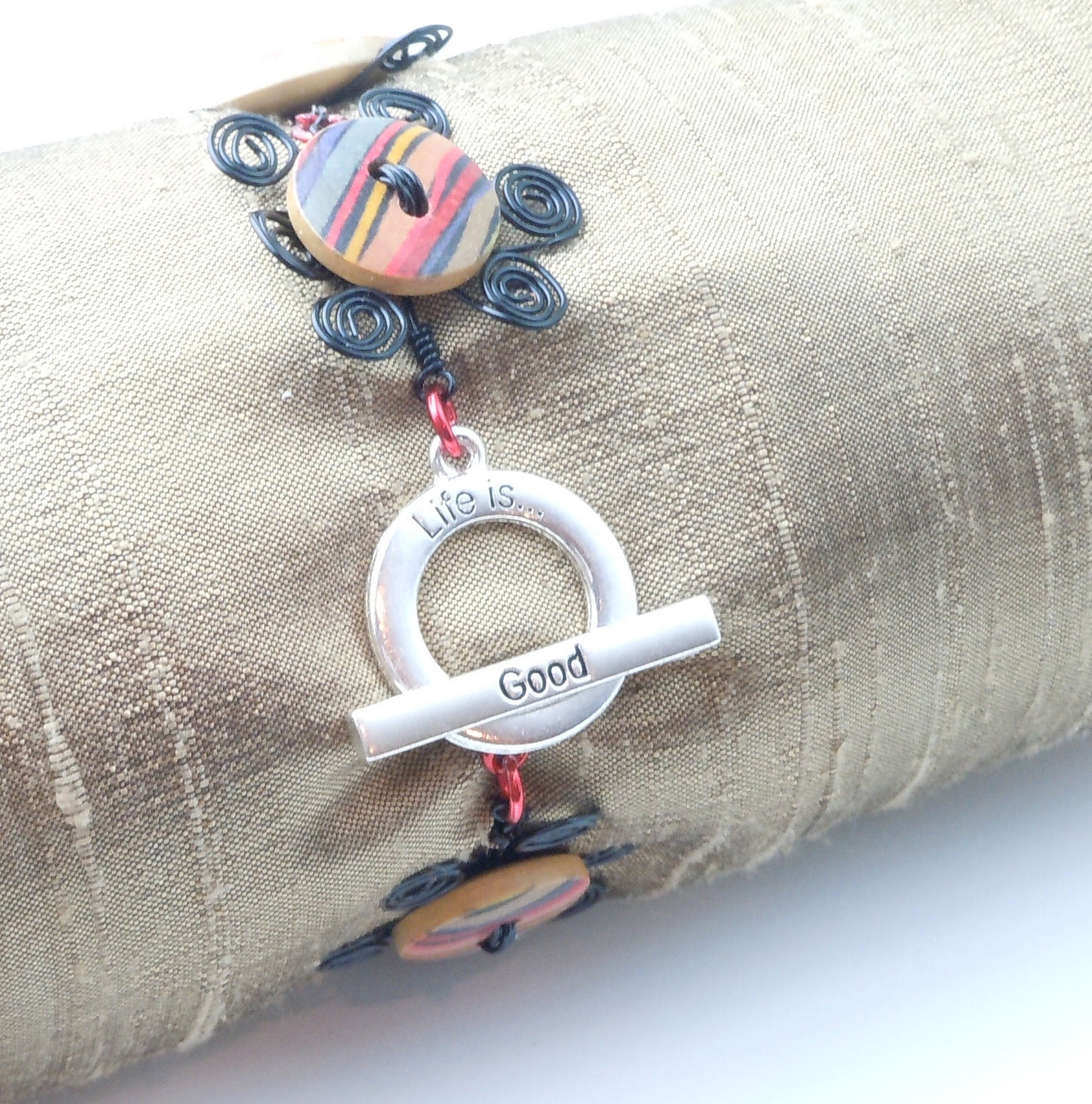 Wooden Flower Button Bracelet