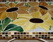 Table in Stained Glass Mosaic Sunflowers