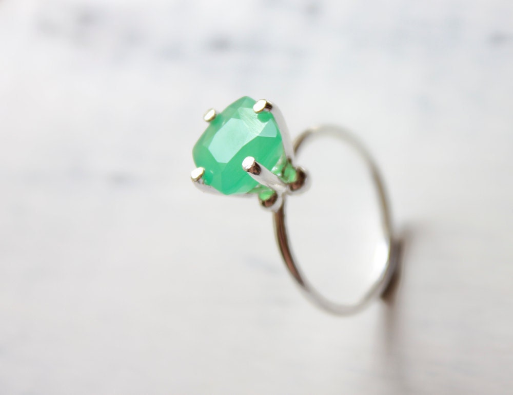 Chrysoprase ring, sterling silver, mint, seafoam, green, cocktail ring, summer - The Bliss Ring
