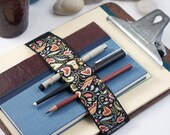 Large Journal Bandolier / Pencil pouch alternative / Birds and Hearts