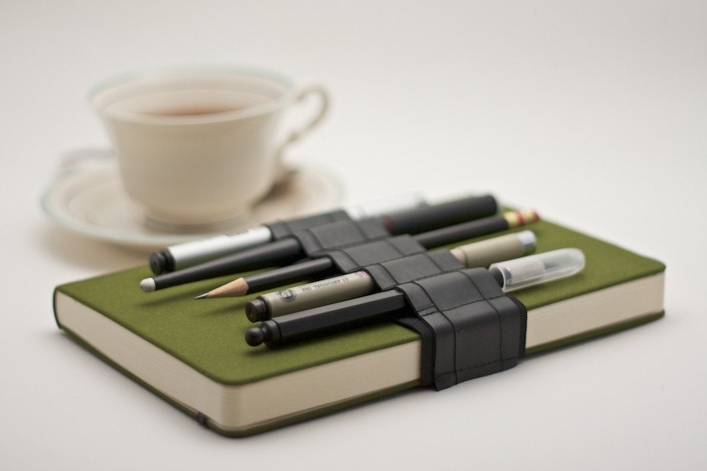 Pencil case alternative / Journal Bandolier / recycled rubber