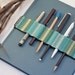 Large Journal Bandolier / blue green stripes / your pens where you need them