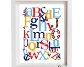 8 x10 Nautical ABC Nursery Art Print