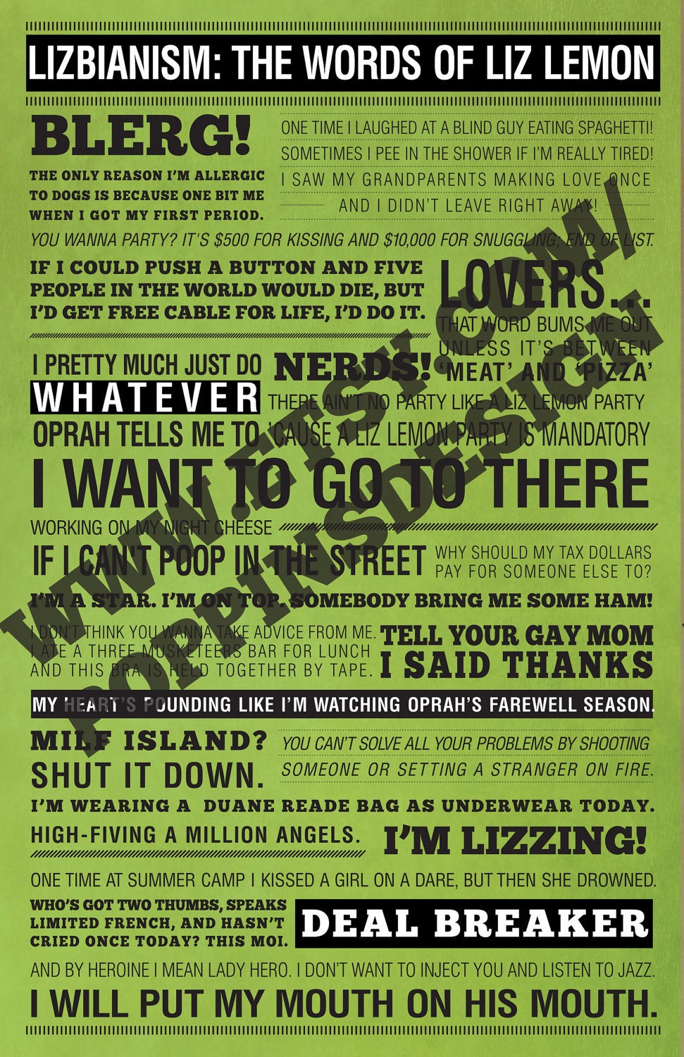 18x24 30 Rock LIZ LEMON Quotes Poster: Lizbianism