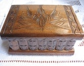 Magyar Folk Art Wooden Secret Puzzle Box w/ Hidden Compartments Dark Brown Jewelry Case