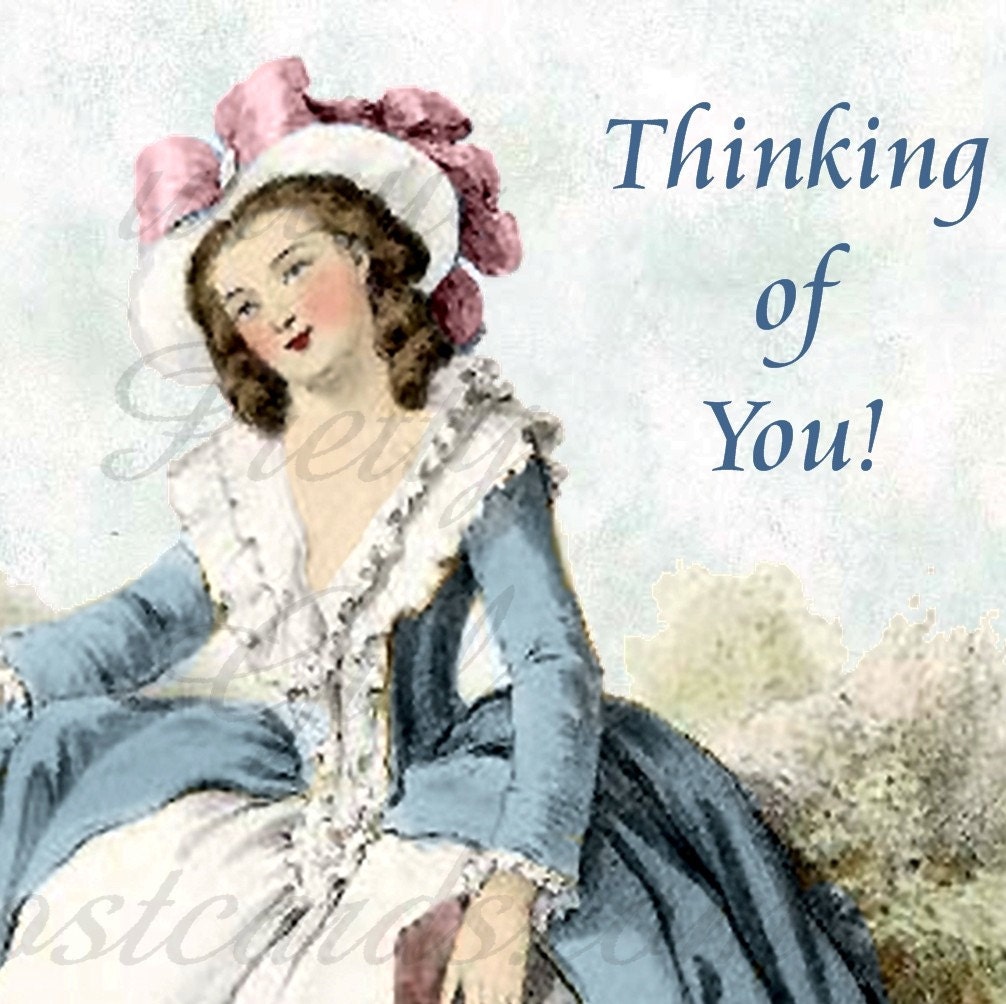 Thinking of You Marie Antoinette Sweet and Sassy and  Funny Fashion Postcards at Pretty Girl Postcards