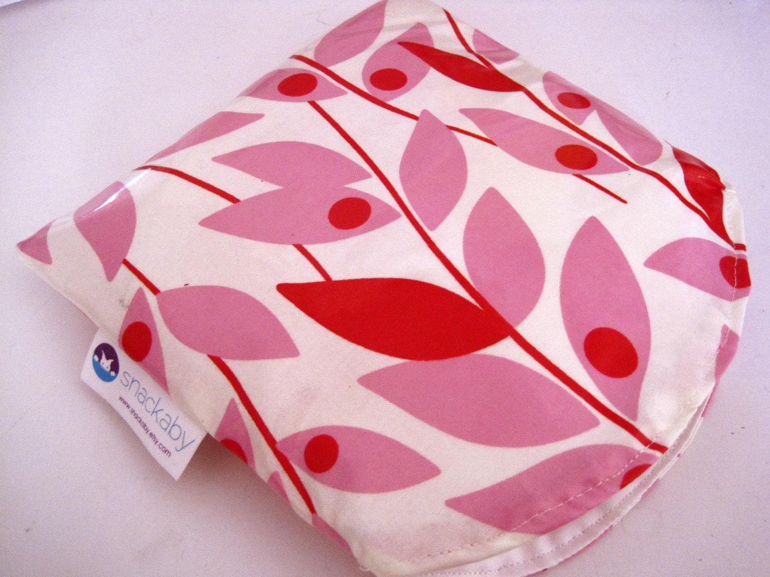 SNACKABY dishwasher-safe reusable sandwich bag Pink Leaves