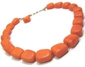 Orange Plastic Beaded Vintage Trifari Necklace