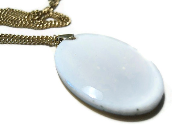 Vintage Germany Milk Glass Palm Tree Necklace