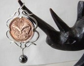 OOAK Sterling Scroll Pendant with Coin