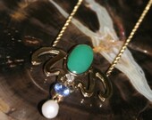 14k Gold Art Nouveaux Pendant with Dedicated 14k Rope Chain