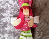 Strawberry Shortcake inspired ribbon sculpture hair clip