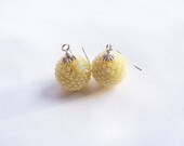Cream beaded beads dangle earrings with sterling silver,delicate jewelry ,beaded jewelry, seed beads jewelry,beadwork