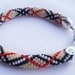 CIJ  Bead crochet rope bracelet with striped pattern, seed beads jewelry, beaded jewelry, plus size fashion ,geometric jewelry