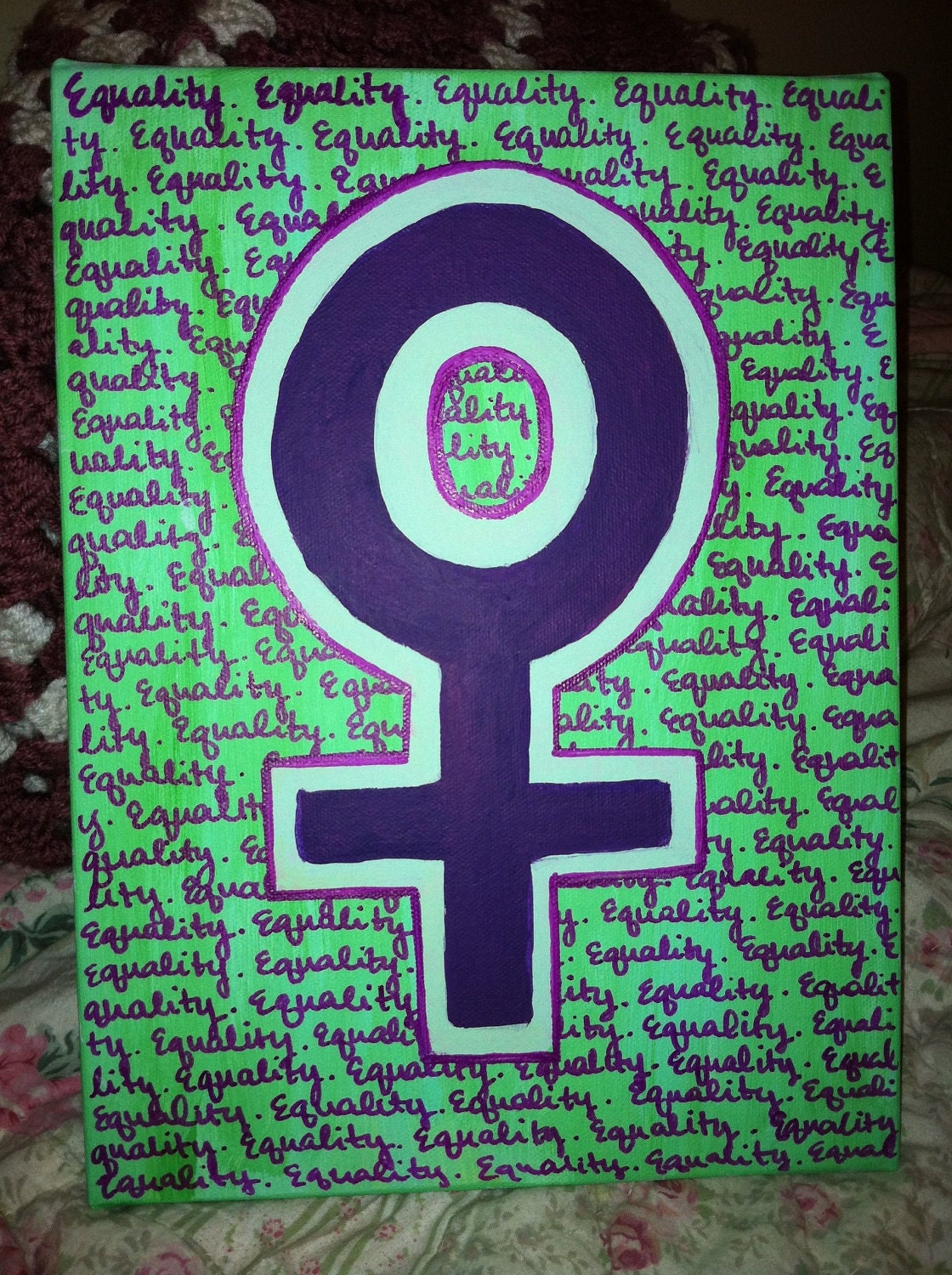 Green Feminist Riot Grrrl Equality Painting