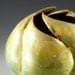 Hand Carved Crystalline Glazed Gold and Green Vase