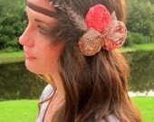 Rosette Headband Autumn Calico hand rolled rosette headband/hairclip