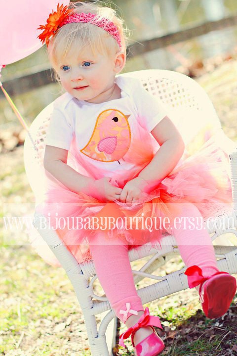 Toddler Tutu, Matching Hair Accessory, 2T-5T, Orange Blossom
