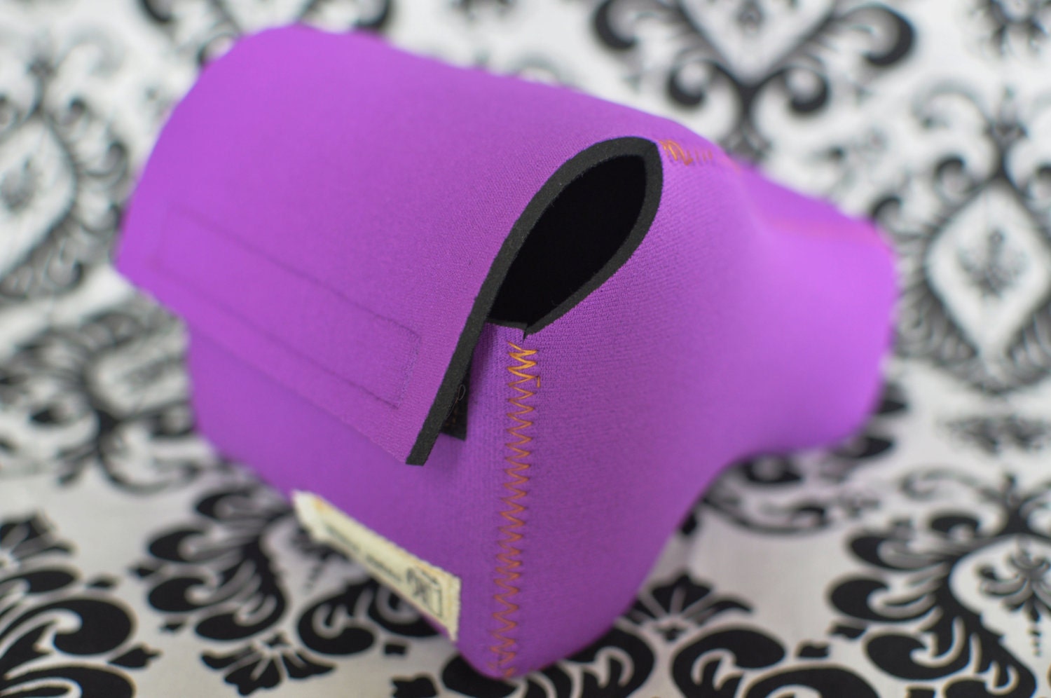 DSLR Camera Case - Bright purple neoprene with contrasting orange stitching