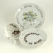 Vintage Alice in Wonderland on Romantic Porcelain Cup - Saucer-  Dessert Plate Drink me White Brown