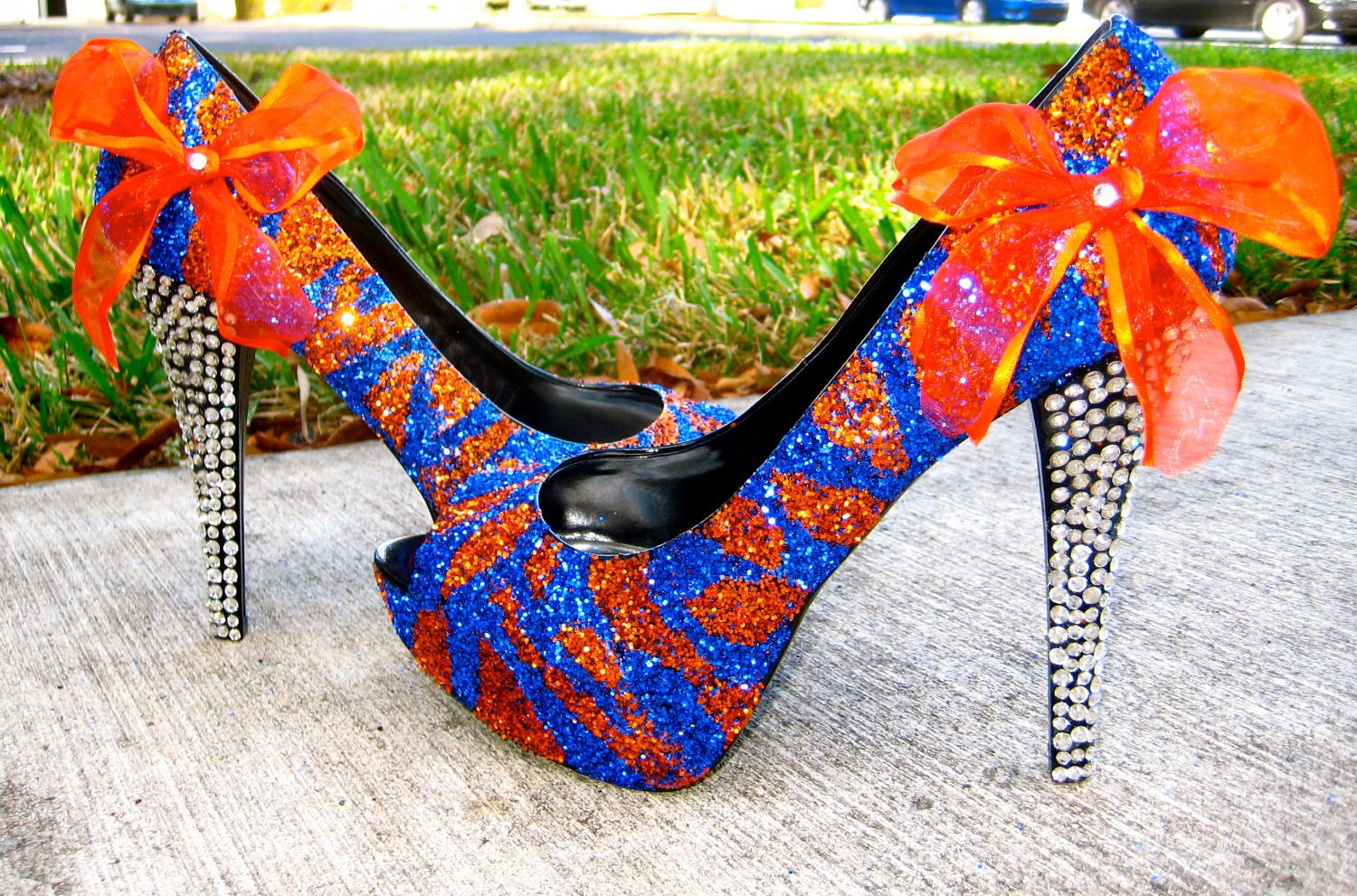 Orange Glitter Heels