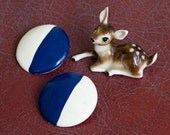 Vintage Dark Blue and Cream Nautical Circle Earrings
