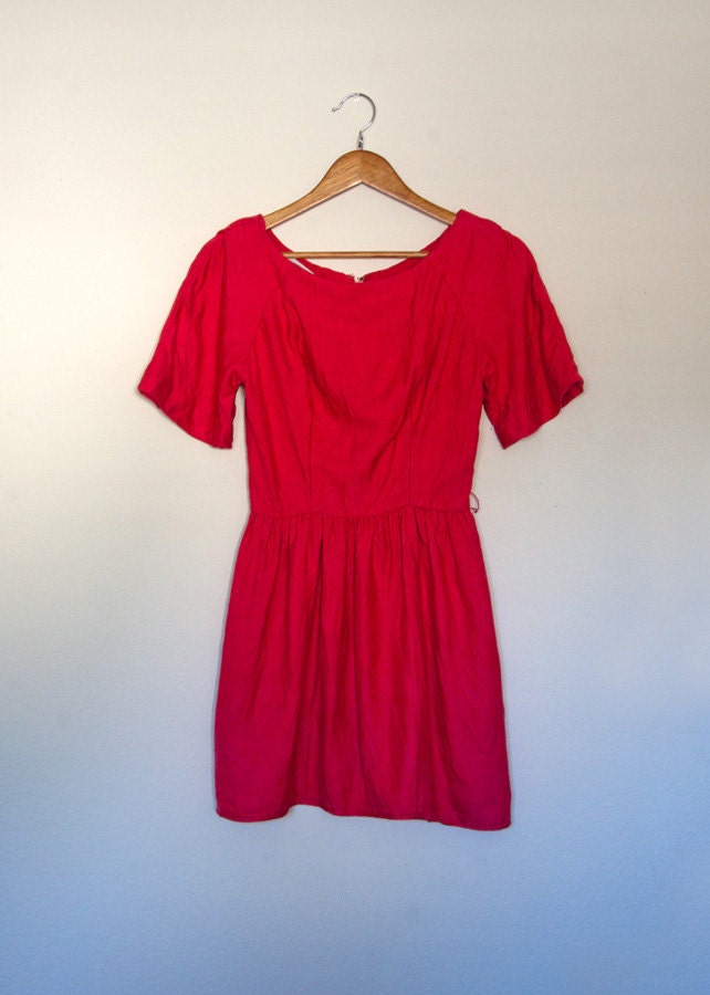SALE - S / M Vintage 1950s Suzy Perette Paint The Town Red A Line Dress