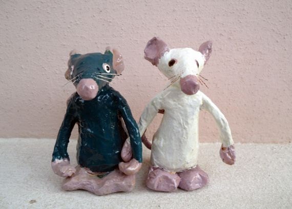 Little Rat Figurines Paper Sculpture