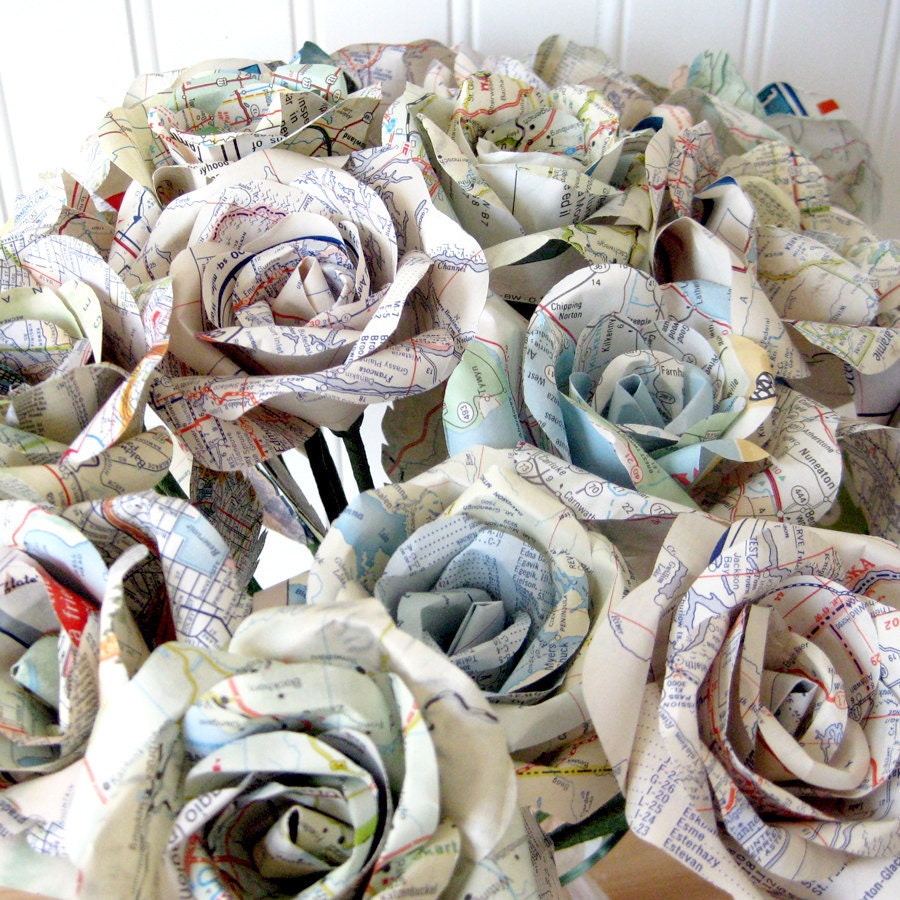 One Dozen Map Roses, Made to Order