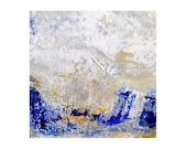 Abstract Print Modern Office WaTeR f A L L  Abstract Giclee Print 10 x 10 Cobalt Blue, Tan, Slate, Cream - MyDifferentStrokes
