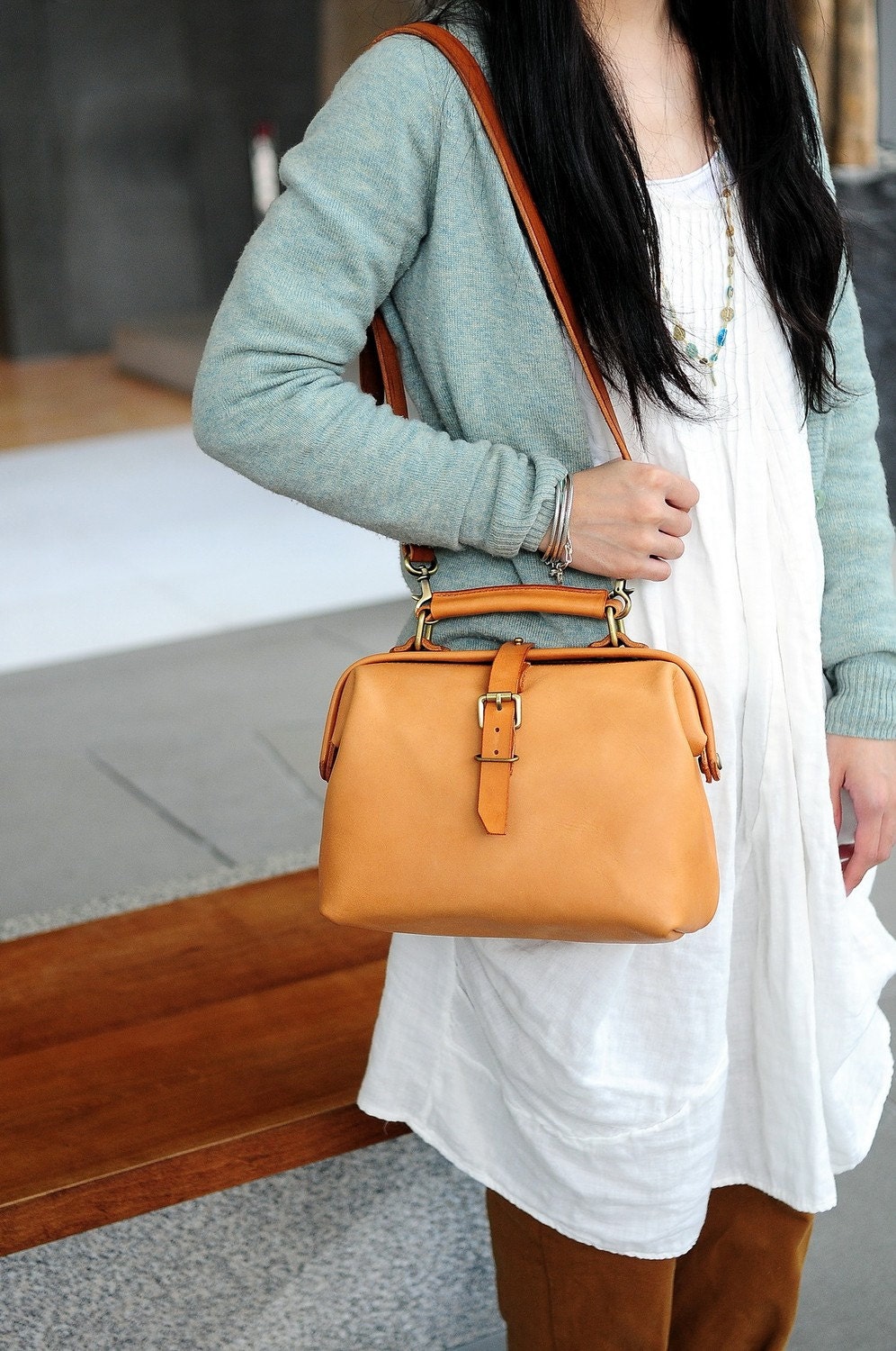 Hand Stitched Leather Doctor Bag/ Carry on Bag