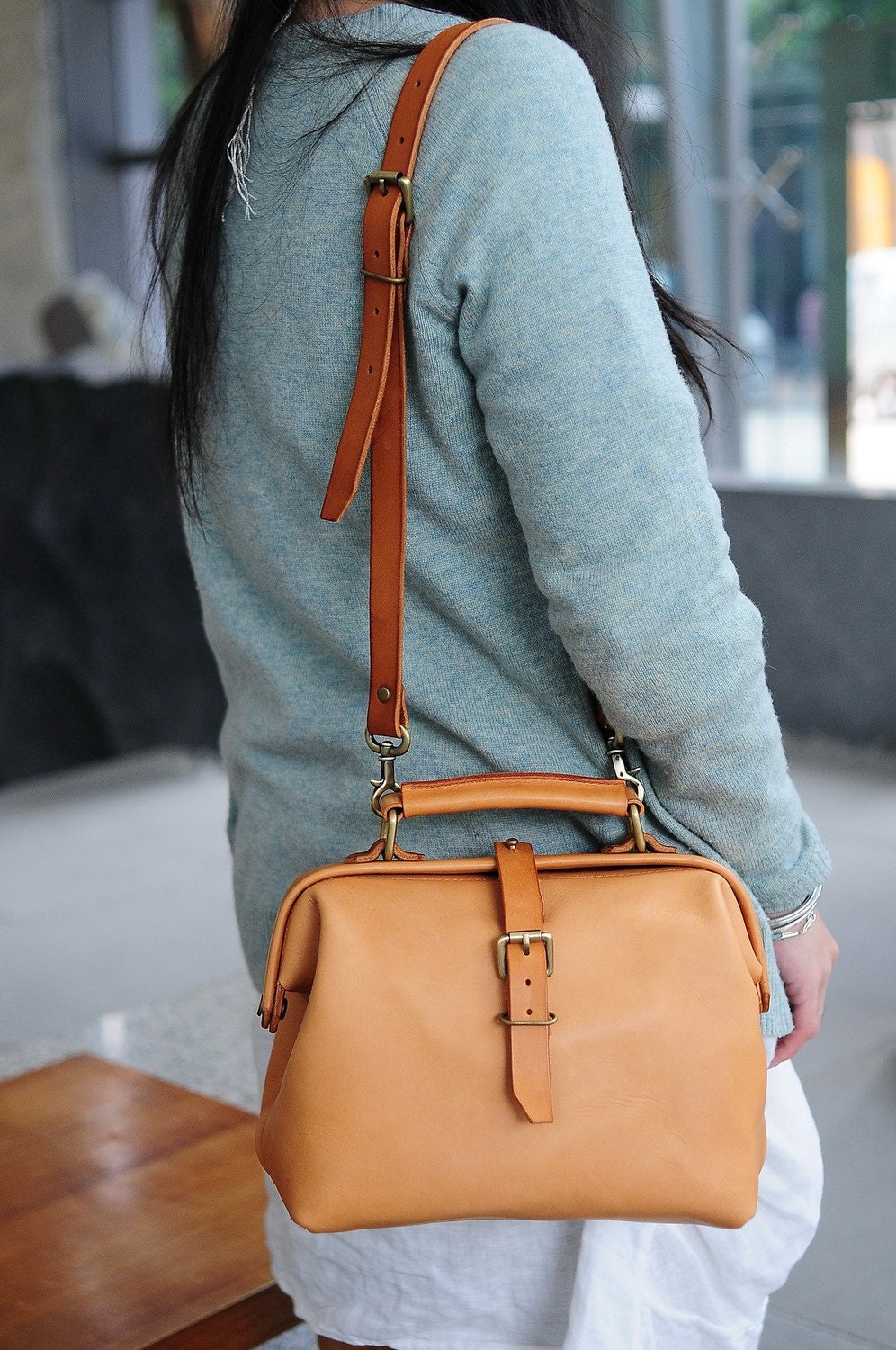 Hand Stitched Leather Doctor Bag/ Carry on Bag
