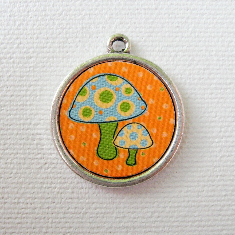 Custom Pet I.D. Tag, Groovy Mushrooms on Silver Double Sided Tag