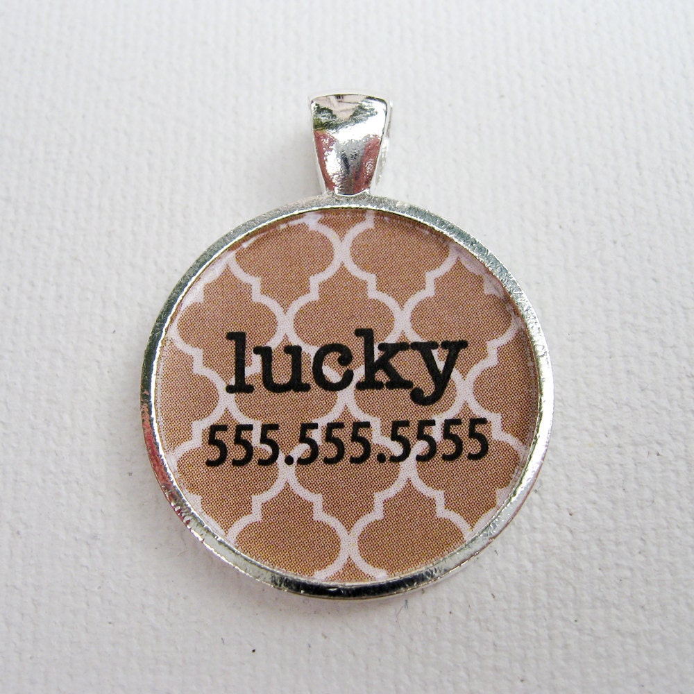 Custom Pet I.D. Tag, Moroccan on Silver, Assorted Colors
