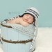 New -- Baby Blue and Denim earflap hat with braided tassles -- Newborn Photography Prop