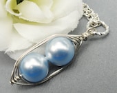 Precious Boys Two Peas in a Pods Blue Swarovski Pearls. Ideal For Brides,Bridesmaids, Family or Moms