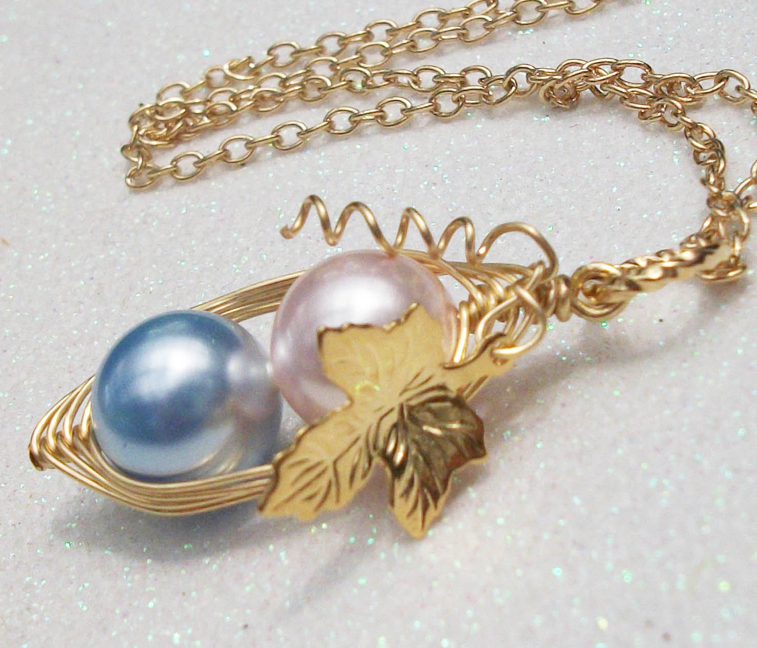 Two Peas in a Pod for a Special Girl  and Boy in Gold with Vine and Leaf. Brides, Bridesmaids, Sisters, Best Friends, Mother Gift