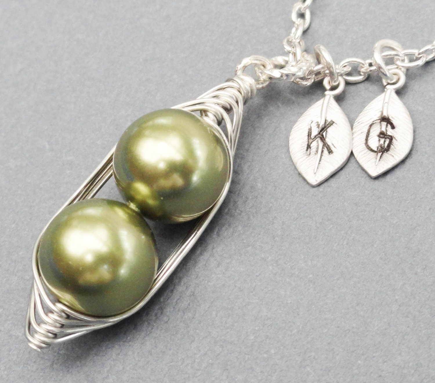 Peas In A Pod Necklace 2 , 3 Or 4 Peas Pick Your Color Pearl
