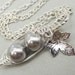 Two Peas In A Pod Silver  Swarovski Pearls Pendant Necklace. For Two Special People. Brides Friends Sisters And Mothers