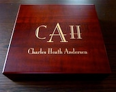 Personalized Humidor Custom Engraved with Monogram and Name - Cherry Finish, 20 Cigar Capacity