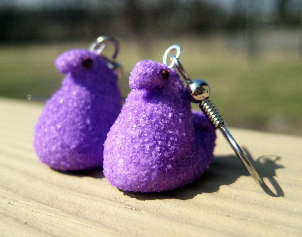 purple chick peep earrings // gift wrapped for easter baskets