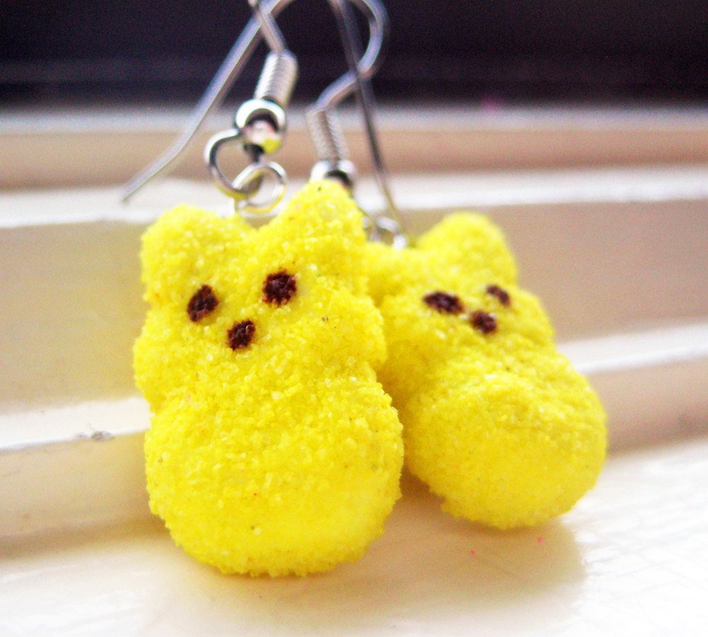 yellow bunny peep earrings // gift wrapped for mothers day or an easter basket