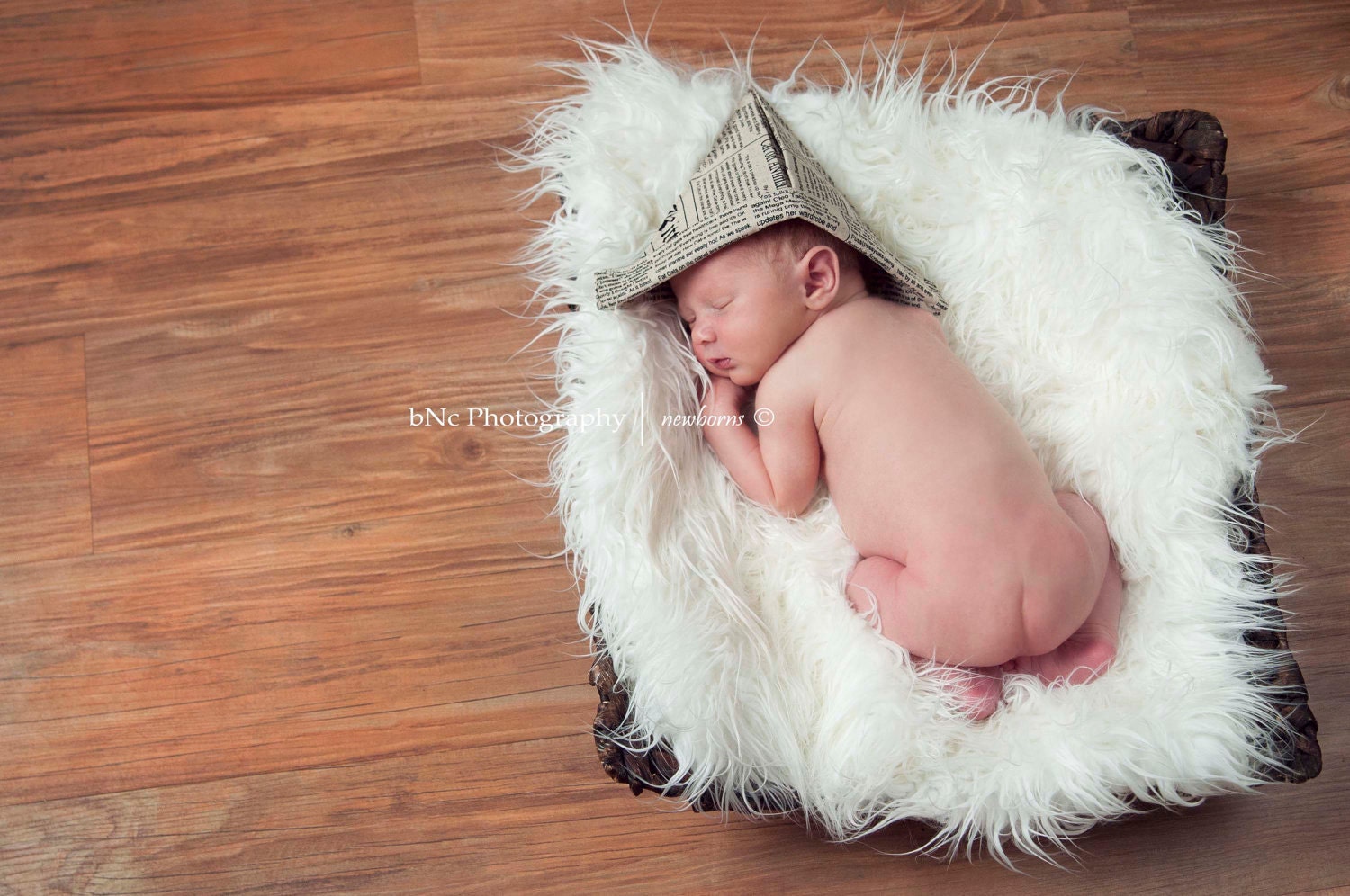 Ivory faux fur newborn photo prop