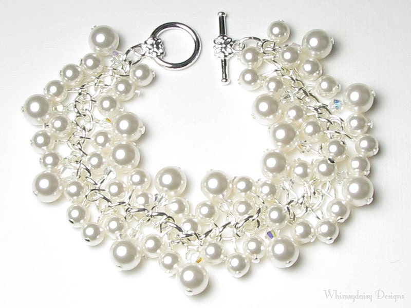 April in Paris Pearl & Crystal Charm Bracelet